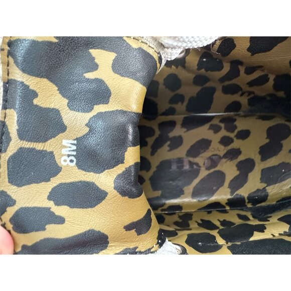 COACH Women's White Leather High Top Sneakers Leopard Print Lining Size 8M - Picture 6 of 14